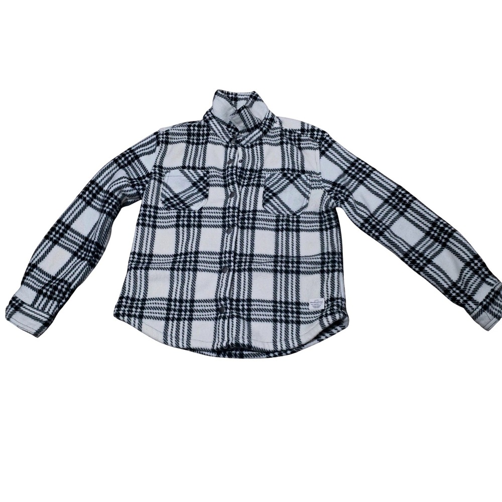 Weatherproof Vintage Girls Black White Plaid Sherpa Lined Shirt Jacket M 10/12